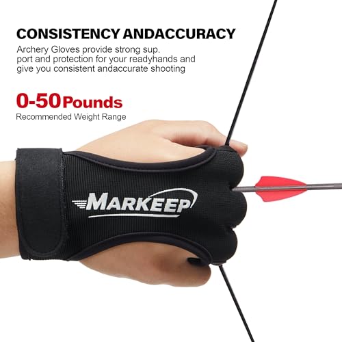 Archery Gloves - 2 Pack Three Finger Leather Shooting Gloves for Men, Women, Youth - Adjustable & Breathable
