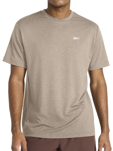 Reebok Men's Strike Short Sleeve Crewneck T-Shirt Medium Gritty Grey Heather - Lightweight Athletic Top