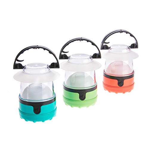 Dorcy 41-3019 4 LED Mini Lantern with Hanging Hooks and Batteries, Assorted Colors, clear (Pack of 3), Green