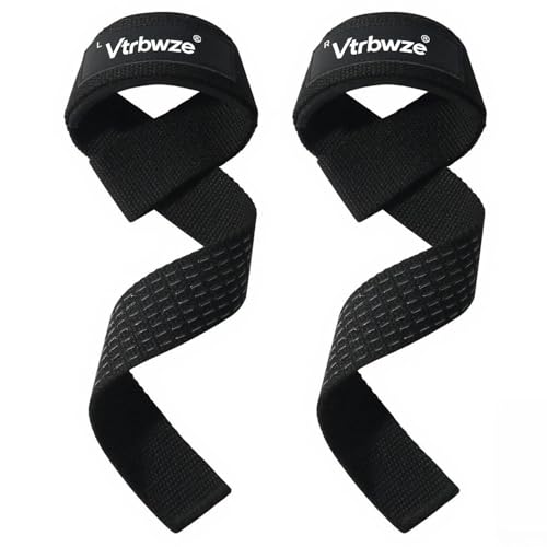 Weightlifting Straps with Non-Slip Silicone Grip - Black