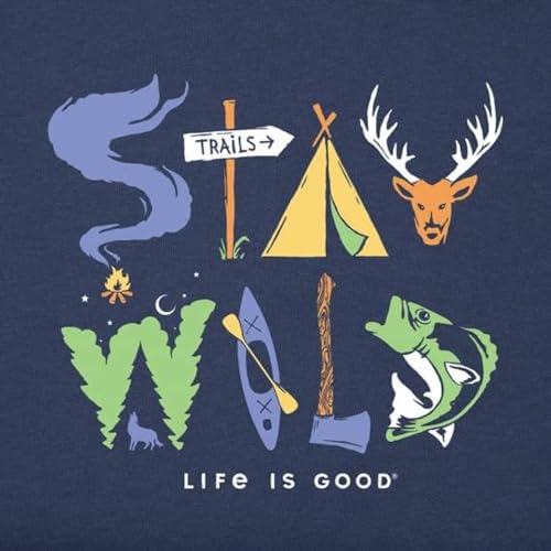 Kids Stay Wild Graphic T-Shirt - Life is Good X-Large Darkest Blue