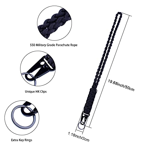 Heavy Duty 550 Paracord Neck Lanyard Keychain - Black