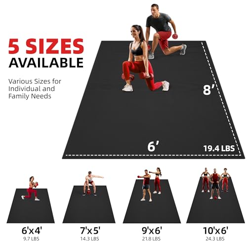 Extra Large Exercise Mat 8'x6' - Thick Workout Mat for Home Gym