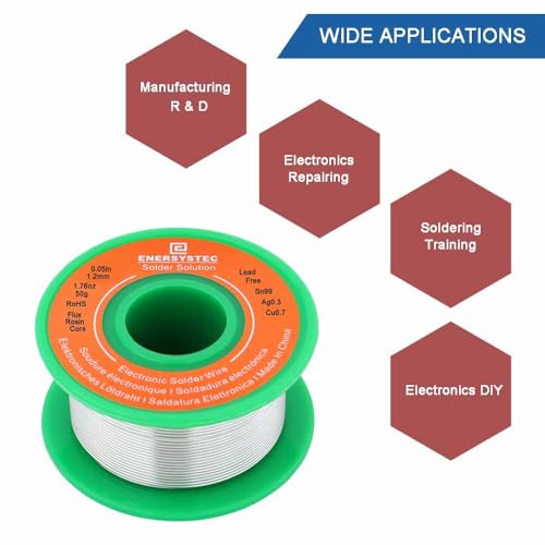 Lead Free Electronics Soldering Wire 1.2mm 50g, Rosin Flux Core Electrical Solder Wire Sn99 Ag0.3 Cu0.7 Electric Soldering Alloy Solder No Clean 0.05 Electronic Soldering