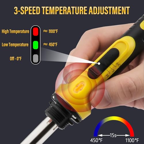 150W Plastic Welder Kit, 3-Speed Temperature Control Plastic Welding Kit, Professional Plastic Weld Tool With 70pcs Welding Rods,3Tips,Portable Plastic Repair Kit For Car Bumper,Kayak Repairs (Yellow)