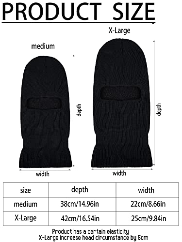 Full Face Ski Mask - Windproof Knitted Balaclava for Men & Women - X-Large Black