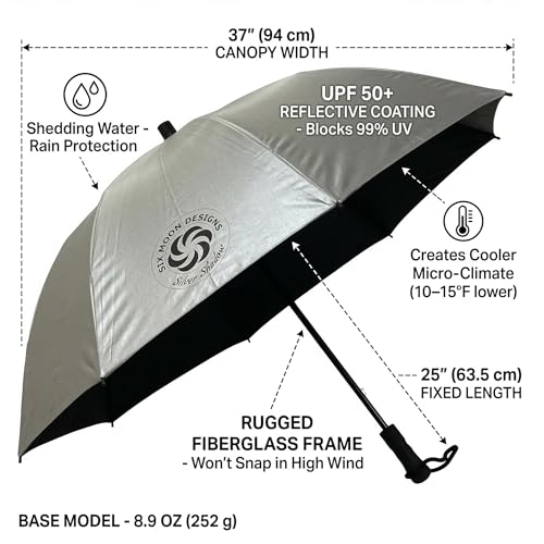 Six Moon Designs Silver Shadow Hiking Umbrella UPF 50+ Sun & Rain Protection Ultralight