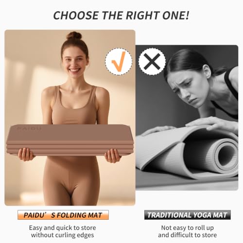 Foldable Yoga Mat 10MM Thick TPE - Brown & Apricot