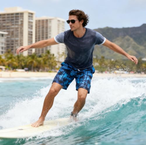 TUONROAD Men's 9 Inch Light Blue Swim Trunks 2-in-1 Quick Dry Board Shorts - 3X-Large