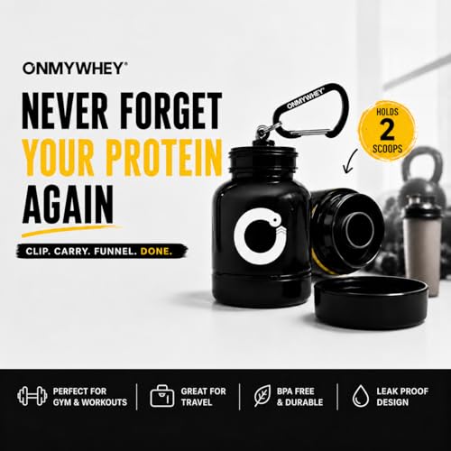ONMYWHEY Portable Protein Funnel 180ml - Double Scoop Travel Dispenser Keychain