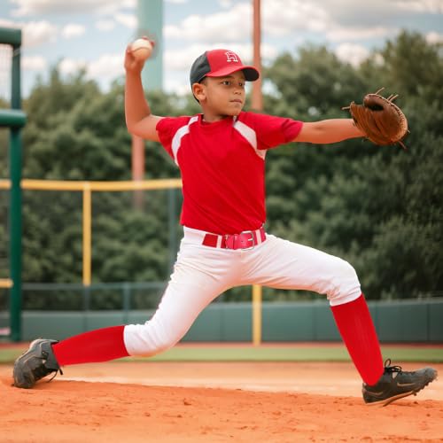Youth Baseball Socks and Belt Combo Set - Red