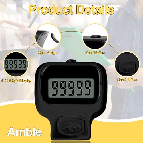 Amble Clicker Counter, Tally 6 Pack Electronic Finger for Knitting,