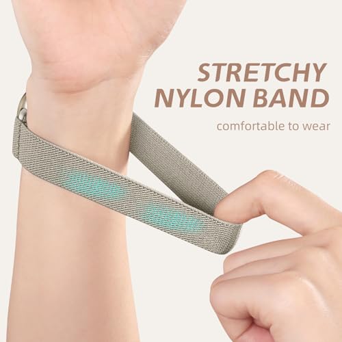Stretchy Nylon Bands for Fitbit Versa 3/4 & Sense 2 - 5 Pack (Apricot/Black/Brown Green/Pine Green/Pink)