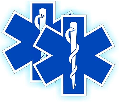 2-Pack Star of Life Reflective Stickers - 2-Inch Waterproof Vinyl Decals