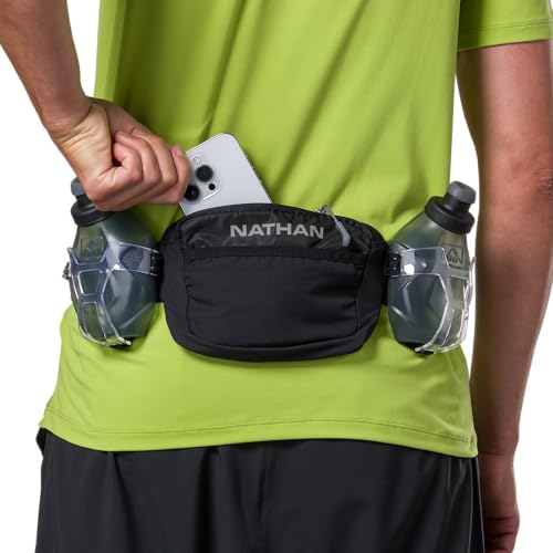 Running Belt Hydration Pack with Flasks & Storage Pockets - Black