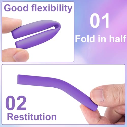 6 Pcs Purple Silicone Straw Tips for Tumblers - 8mm Diameter
