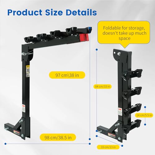 4-Bike Hitch Mount Rack with 150 lb Capacity - Easy Install & Swing Down Design