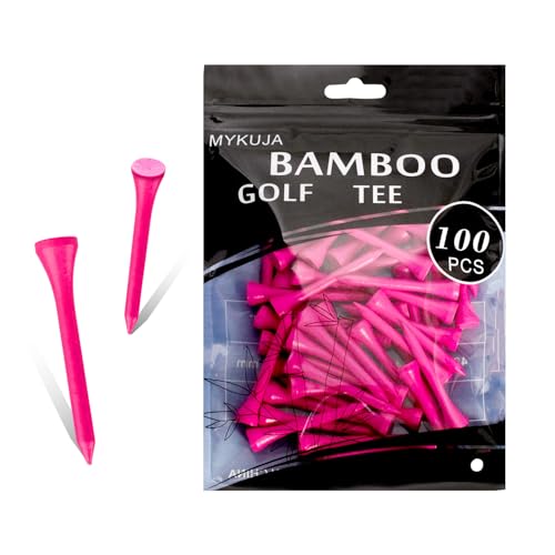Bamboo Golf Tees 2-1/8 Inch - 100 Pcs Bright Pink