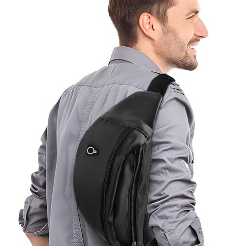 Frenou Water-Resistant Fanny Pack Women & Men Crossbody Bag Black Carbon