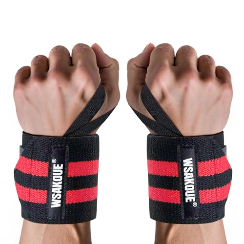 18-Inch Weightlifting Wrist Wraps - Adjustable Support for Powerlifting - Red