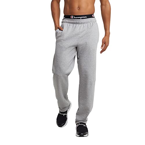 Open-Bottom Fleece Sweatpants - Standard Fit, Midweight, XX-Large - Platinum Silver Heather
