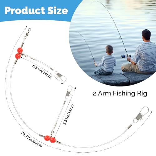 Fishing Leaders - 6 Pcs 2-Arm Swivels, Stainless Steel & Nylon