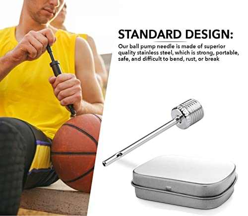 Stainless Steel Ball Pump Needles - 12 Pack with Storage Tin Box