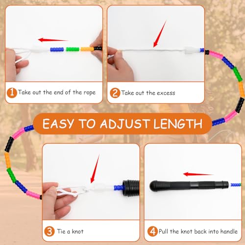 Adjustable Segmented Beaded Jump Rope for Kids - Rainbow Yellow