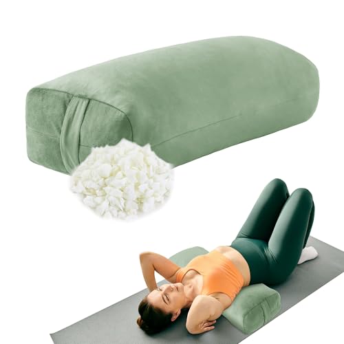 Yoga Bolster Pillow for Meditation - Green Velvet Support Cushion