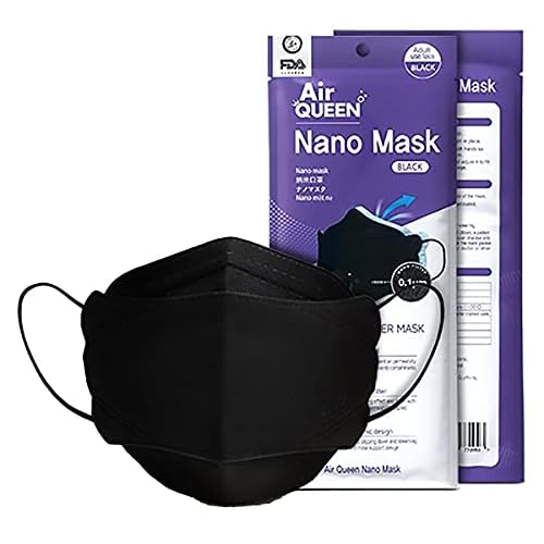 NU-SET Black AirQueen Nano Fiber Filter Face Safety Mask for Adult, Individually Packaged, Made in Korea