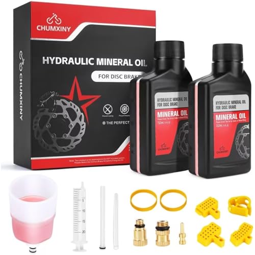CHUMXINY Bike Brake Bleed Kit for Shimano Hydraulic Disc Brakes - Includes 300ML Mineral Brake Fluid & Funnel
