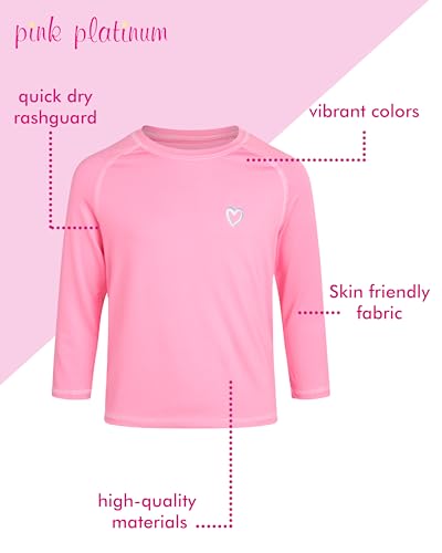 Girls Long Sleeve Rash Guard - UPF 50+ Quick Dry - Cotton Candy