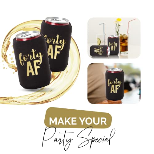 40 AF Can Coolers - Set of 12 for 40th Birthday Celebrations - Black