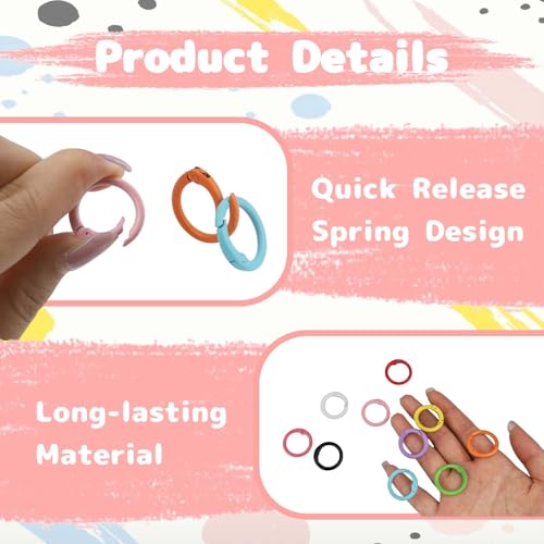 48-Pack Multicolor 1-Inch Round Carabiner Clips - Durable Metal Key Rings