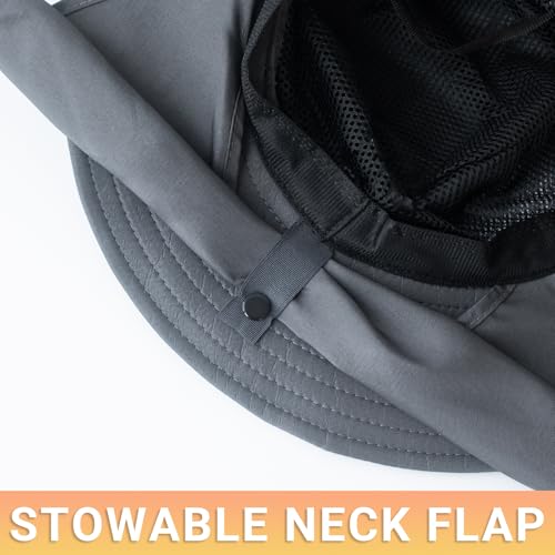 Sun Bucket Hat with Neck Flap for Men & Women - Blue