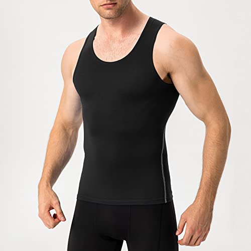 Men's Compression Sleeveless Tank Top - Dry Fit Athletic Undershirt - Small, Black