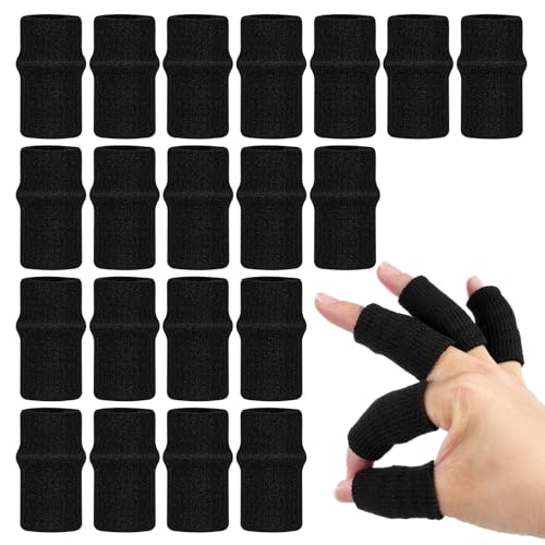 20 PCS Black Finger Sleeves - Compression Support for Sports