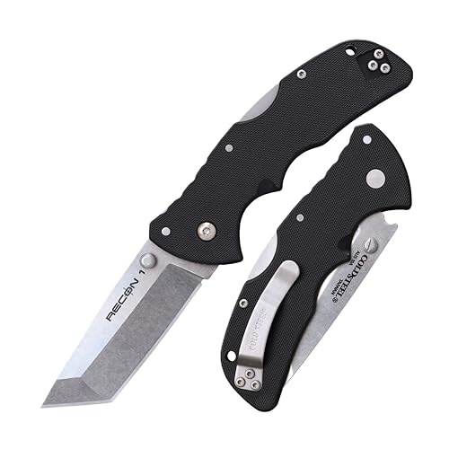 Cold Steel Mini Recon 1 Tanto Folding Knife with Razor-Sharp AUS10A Blade and Tri-Ad Lock
