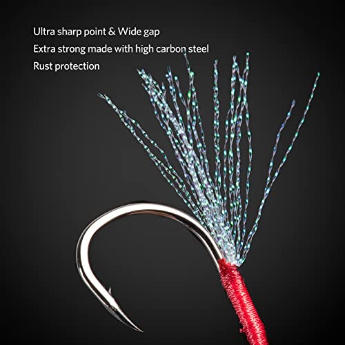 Double Fishing Assist Hooks Kit - Red #2/0 (5pcs) for Jigging