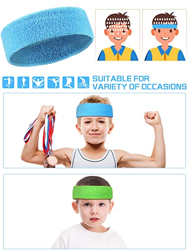 Kids Sweatbands - 6 Colorful Headbands for Sports