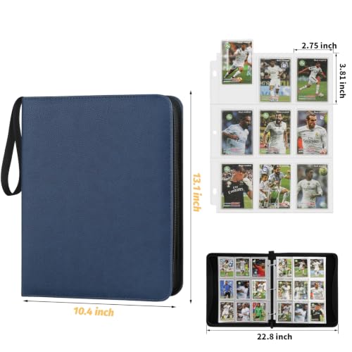 GERMUN 3 Ring 9 Pocket Zipper Card Binder, 720 Double Sided Standard