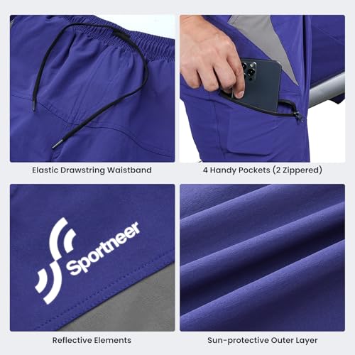 Sportneer Men's Cycling Shorts with 3D Padding Lightweight UPF 50+ Zipper Pockets