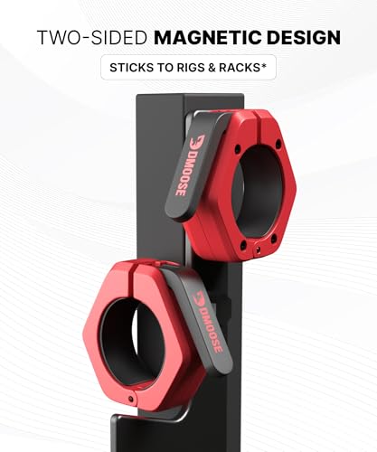 DMoose Fitness Magnetic Red 2-Inch Barbell Clips - Quick Release Collars, Secure Fit, Anti Slip Grip