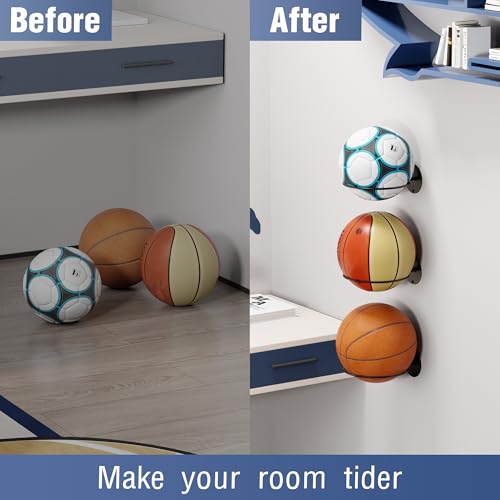 Wall Mounted Basketball Holder - Sports Ball Storage Rack