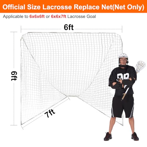 6x6x7' Heavy Duty Lacrosse Replacement Net - 4mm with Installation Tool