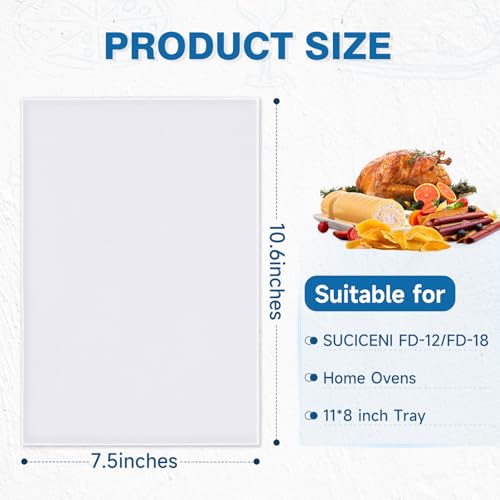 SUCISENI 6 Pack Silicone Dehydrator Trays 10.6 x 7.5 Inches with Edge for Food Drying