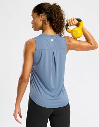 G Gradual Women's Tank Top - Sleeveless Athletic Yoga Top, Medium, Dusty Blue