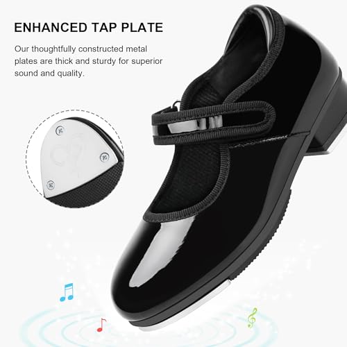 Tap Shoes for Toddler Girls - Black - PU Non-Slip Dance Shoes