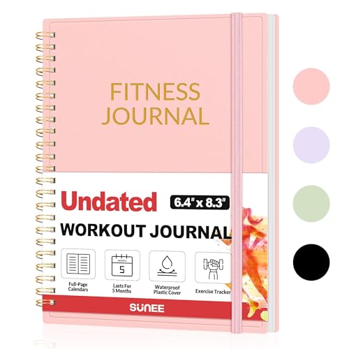 Pink A5 Fitness Journal Workout Planner for Men & Women, 6.4 x 8.3 inches, Gym & Home Use, Goal Tracking & Progress Log