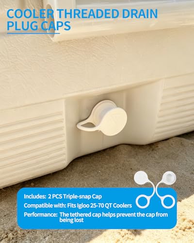 Cooler Drain Plug Caps Replacement - 2 Pack for Igloo 25-70 QT